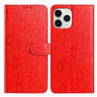 For iPhone 11 Pro Max Daisy Embossed Leather Phone Case(Red)