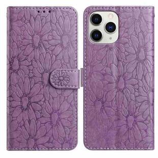 For iPhone 11 Pro Max Daisy Embossed Leather Phone Case(Light Purple)