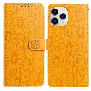 For iPhone 11 Pro Daisy Embossed Leather Phone Case(Yellow)