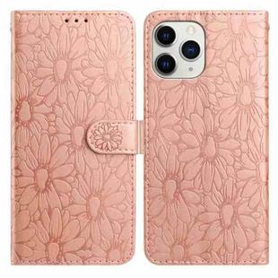 For iPhone 11 Pro Daisy Embossed Leather Phone Case(Rose Gold)