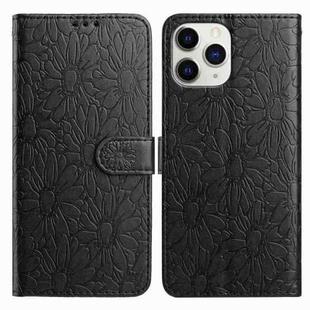 For iPhone 11 Pro Daisy Embossed Leather Phone Case(Black)