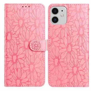 For iPhone 11 Daisy Embossed Leather Phone Case(Pink)