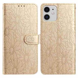 For iPhone 11 Daisy Embossed Leather Phone Case(Gold)