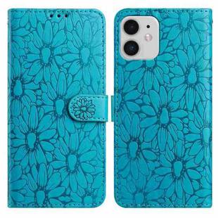 For iPhone 11 Daisy Embossed Leather Phone Case(Blue)