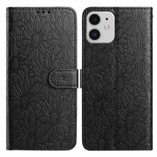 For iPhone 11 Daisy Embossed Leather Phone Case(Black)