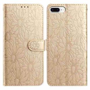 For iPhone 8 Plus / 7 Plus Daisy Embossed Leather Phone Case(Gold)