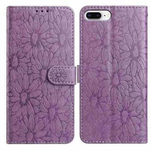For iPhone 8 Plus / 7 Plus Daisy Embossed Leather Phone Case(Light Purple)
