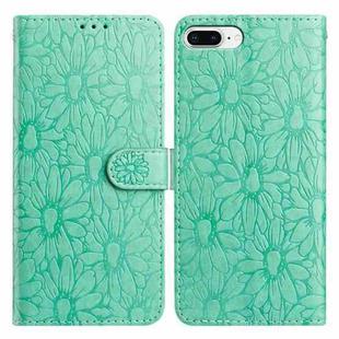 For iPhone 8 Plus / 7 Plus Daisy Embossed Leather Phone Case(Green)