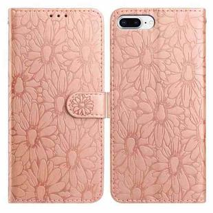 For iPhone 8 Plus / 7 Plus Daisy Embossed Leather Phone Case(Rose Gold)