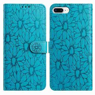 For iPhone 8 Plus / 7 Plus Daisy Embossed Leather Phone Case(Blue)