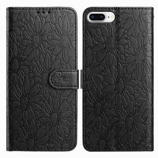 For iPhone 8 Plus / 7 Plus Daisy Embossed Leather Phone Case(Black)