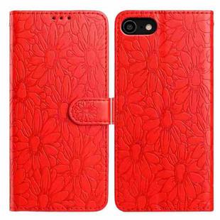 For iPhone SE 2022 / SE 2020 / 8 / 7 Daisy Embossed Leather Phone Case(Red)