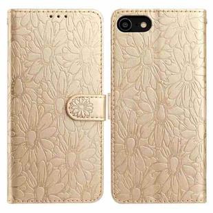 For iPhone SE 2022 / SE 2020 / 8 / 7 Daisy Embossed Leather Phone Case(Gold)