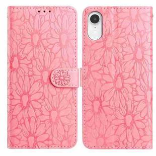 For iPhone XR Daisy Embossed Leather Phone Case(Pink)