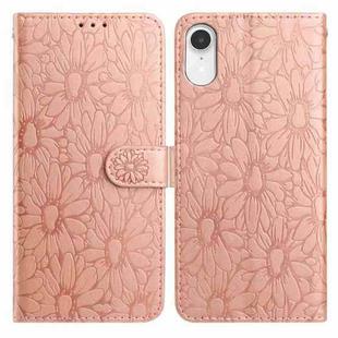 For iPhone XR Daisy Embossed Leather Phone Case(Rose Gold)