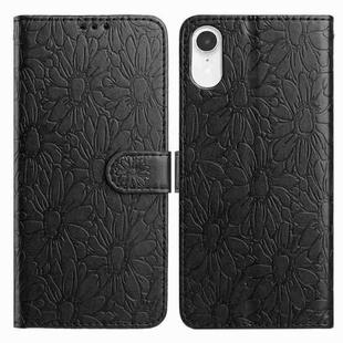 For iPhone XR Daisy Embossed Leather Phone Case(Black)