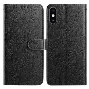 For iPhone XS Max Daisy Embossed Leather Phone Case(Black)