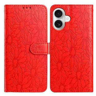For iPhone 17 Daisy Embossed Leather Phone Case(Red)