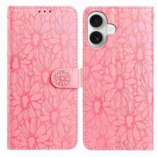 For iPhone 17 Daisy Embossed Leather Phone Case(Pink)
