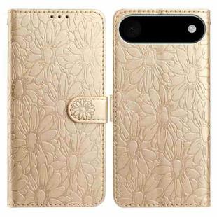 For iPhone 17 Air Daisy Embossed Leather Phone Case(Gold)