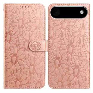 For iPhone 17 Air Daisy Embossed Leather Phone Case(Rose Gold)