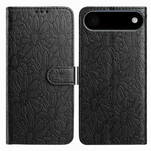 For iPhone 17 Air Daisy Embossed Leather Phone Case(Black)