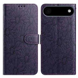 For iPhone 17 Air Daisy Embossed Leather Phone Case(Dark Purple)