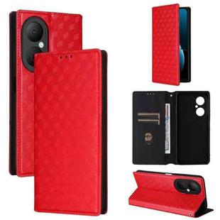 For Huawei Enjoy 80 4G Cubic Grid Texture Flip Leather Phone Case(Red)