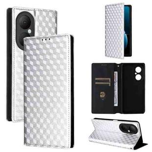 For Huawei Enjoy 80 4G Cubic Grid Texture Flip Leather Phone Case(Silver)