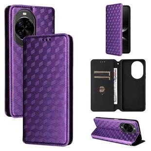 For Huawei nova 14 5G Cubic Grid Texture Flip Leather Phone Case(Purple)