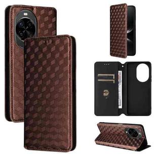 For Huawei nova 14 Pro 5G Cubic Grid Texture Flip Leather Phone Case(Brown)