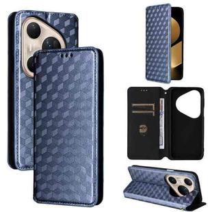 For Huawei Pura 80 Ultra 5G Cubic Grid Texture Flip Leather Phone Case(Blue)