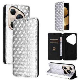 For Huawei Pura 80 Ultra 5G Cubic Grid Texture Flip Leather Phone Case(Silver)