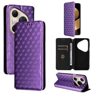 For Huawei Pura 80 Ultra 5G Cubic Grid Texture Flip Leather Phone Case(Purple)