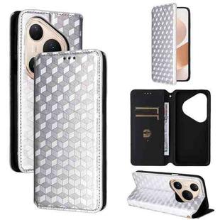 For Huawei Pura 80 Pro 5G / 80 Pro+ 5G Cubic Grid Texture Flip Leather Phone Case(Silver)