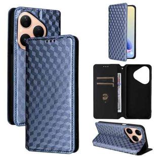 For Huawei Pura 80 5G Cubic Grid Texture Flip Leather Phone Case(Blue)