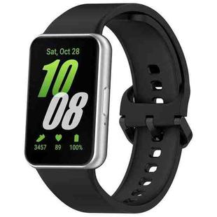 For Samsung Galaxy Fit 4 / 3 xDfind Solid Color Colorful Buckle Silicone Watch Band(Black)