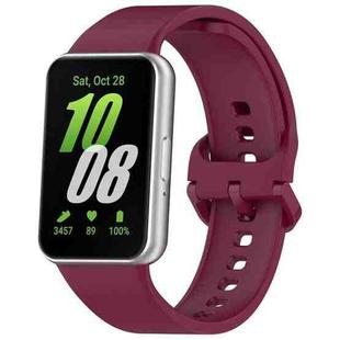 For Samsung Galaxy Fit 4 / 3 xDfind Solid Color Colorful Buckle Silicone Watch Band(Wine Red)
