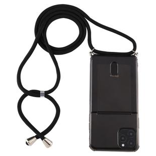 For iPhone 12 Pro Max Transparent TPU Protective Case with Lanyard & Card Slot(Black)