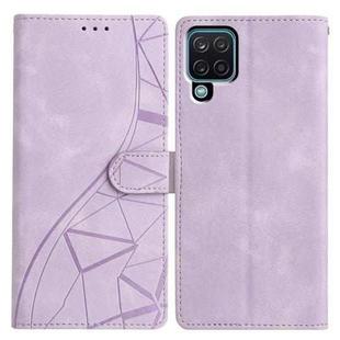 For Samsung Galaxy M32 Triangles Embossed Leather Phone Case(Purple)
