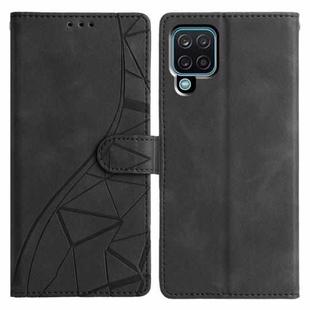 For Samsung Galaxy M32 Triangles Embossed Leather Phone Case(Black)