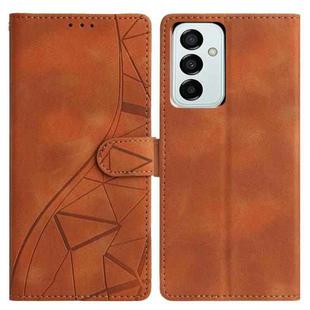 For Samsung Galaxy M52 Triangles Embossed Leather Phone Case(Brown)
