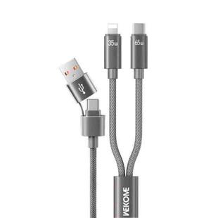WK WDC-66 2 to 2 3A USB+Type-C to 8 Pin+Type-C Fast Charging Data Cable, Length: 1.2m(Grey)