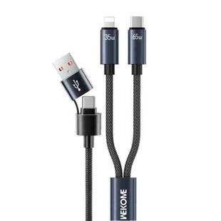 WK WDC-66 2 to 2 3A USB+Type-C to 8 Pin+Type-C Fast Charging Data Cable, Length: 1.2m(Black)
