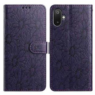 For Samsung Galaxy F06 5G / M06 5G Daisy Embossed Leather Phone Case(Dark Purple)