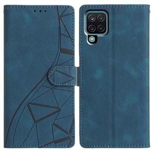 For Samsung Galaxy A22 4G Triangles Embossed Leather Phone Case(Blue)