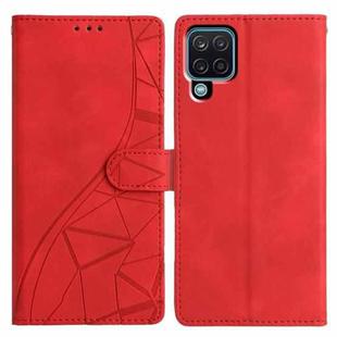 For Samsung Galaxy A22 4G Triangles Embossed Leather Phone Case(Red)