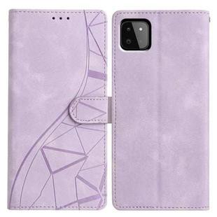 For Samsung Galaxy A22 5G Triangles Embossed Leather Phone Case(Purple)