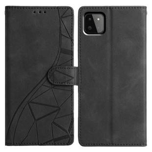 For Samsung Galaxy A22 5G Triangles Embossed Leather Phone Case(Black)