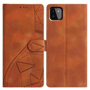For Samsung Galaxy A22 5G Triangles Embossed Leather Phone Case(Brown)
